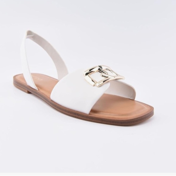 ALDO Women's White Sandals with Gold Accent Size US 11 - Picture 4 of 7